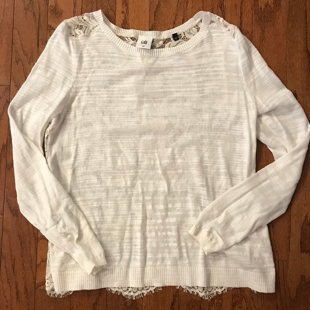 CAbi Lace-Back knit top